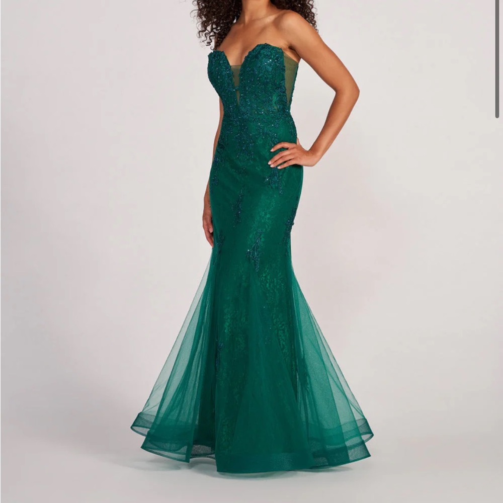 Mon Cheri Strapless Emerald Dress